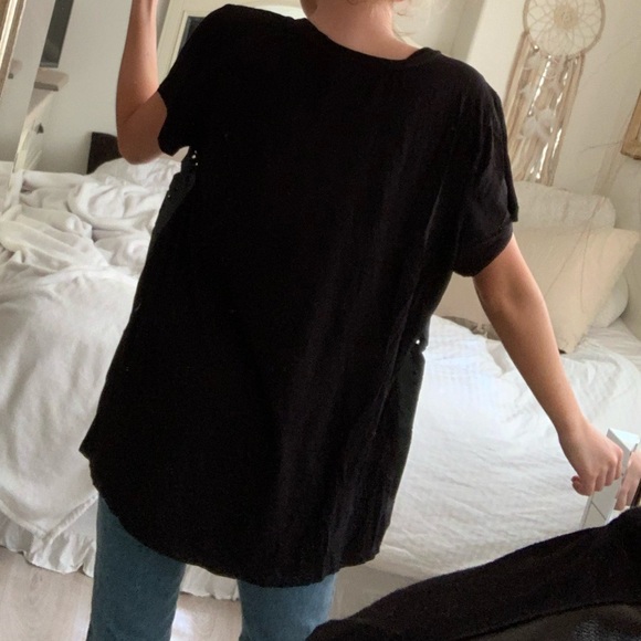 Leather Cut Out Long Tee - Picture 2 of 4